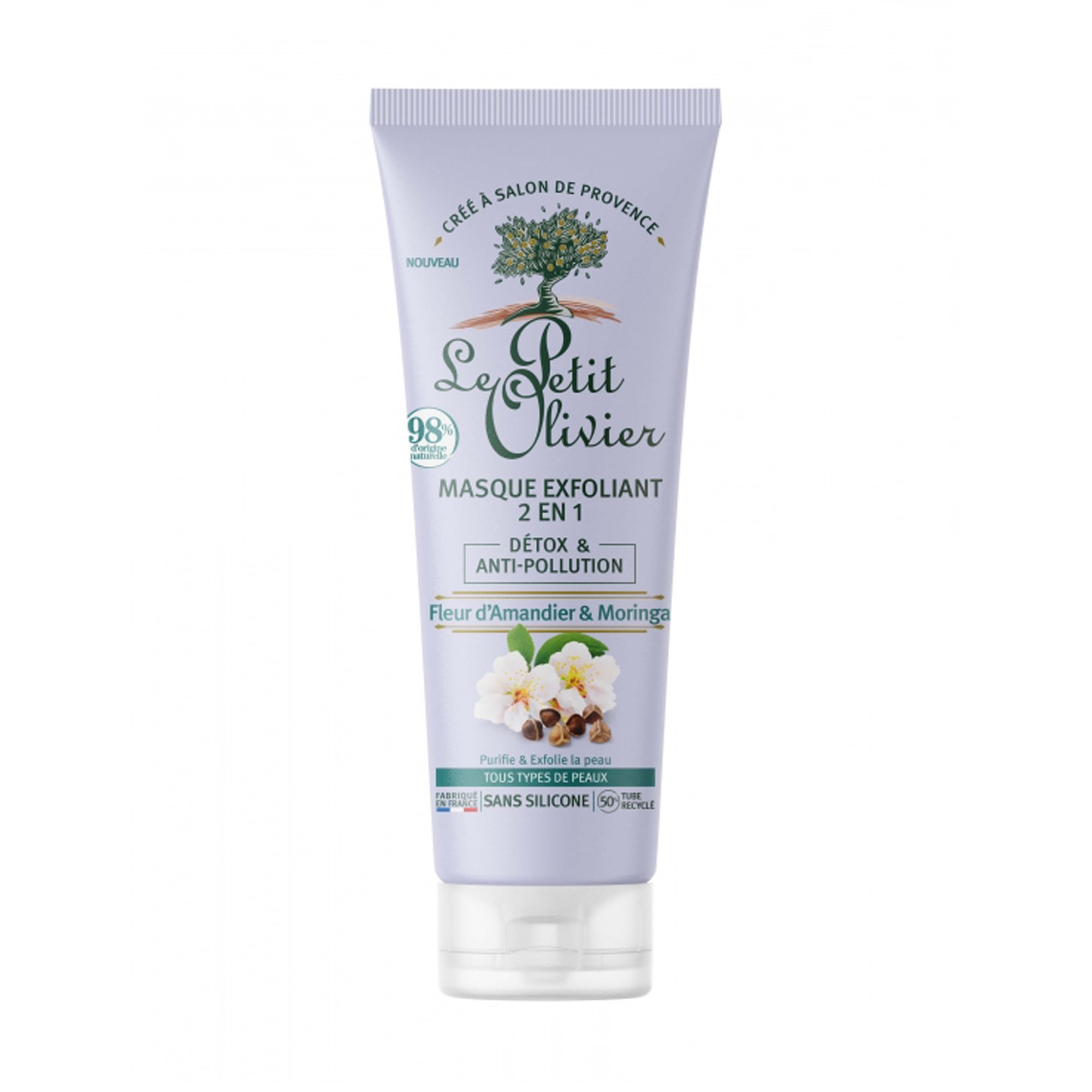 Відлущувальна маска для обличчя 2 в 1 Le Petit Olivier Detox &amp; Anti Pollution Face Care проти забруднень, 75 мл