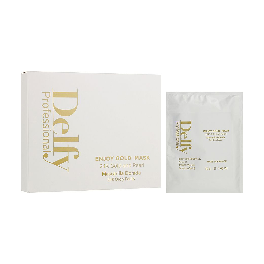 Відлущувальна маска для обличчя Delfy Cosmetics Enjoy Gold Mask з 24 каратним золотом та перлинами, 3*30 г